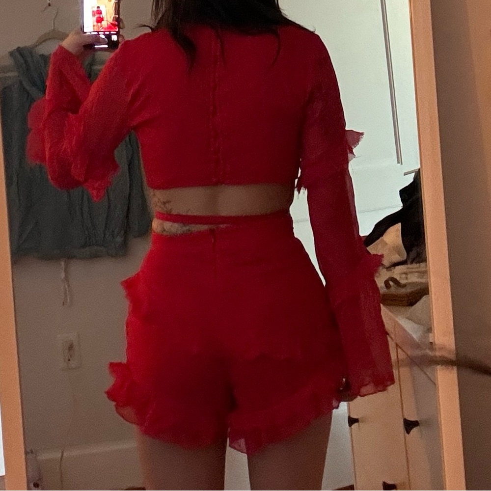 Asos Design Ruffle Detail Matching Set With Tie F… - image 4